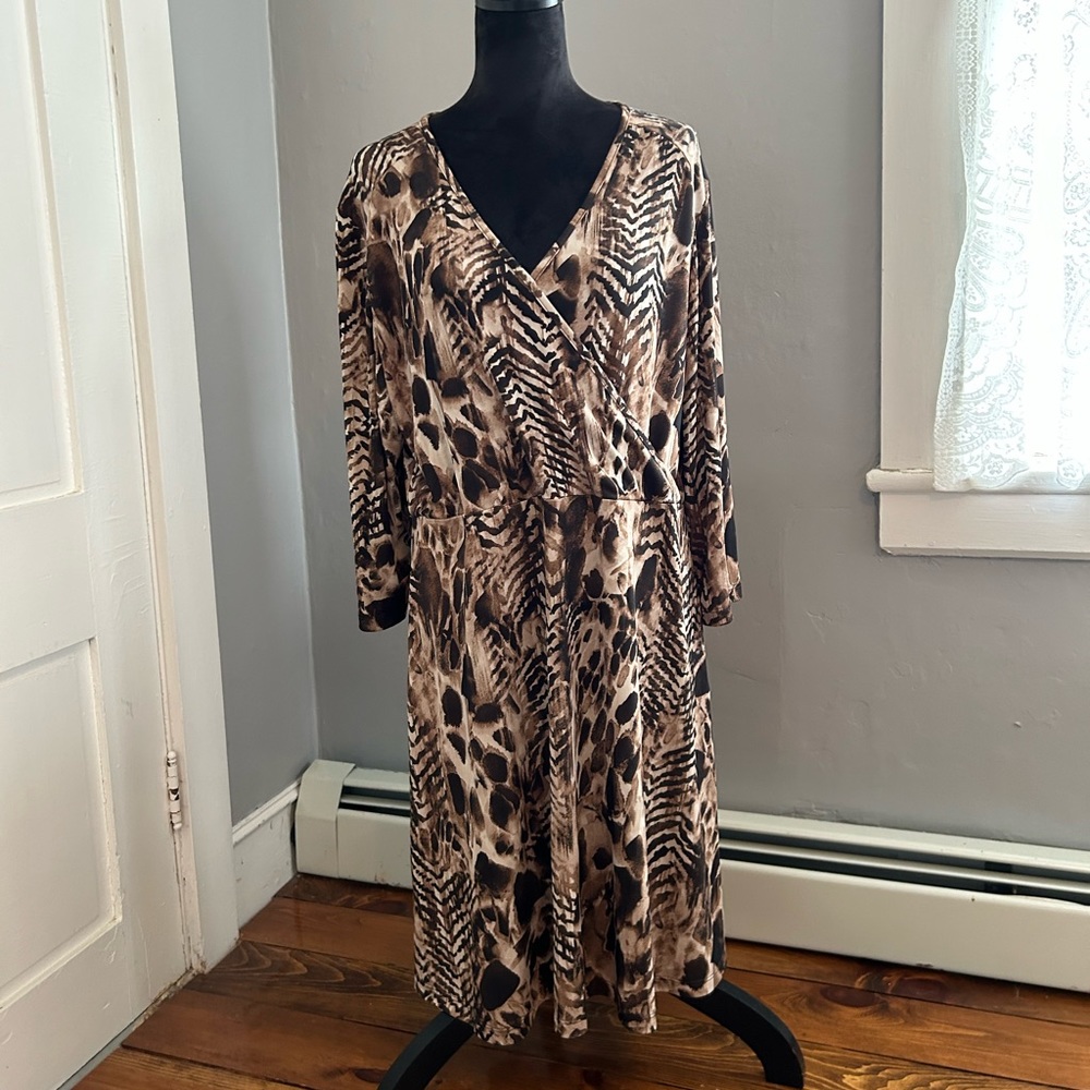Chicos Faux Wrap Island Kona Animal Print Dress Sz 3